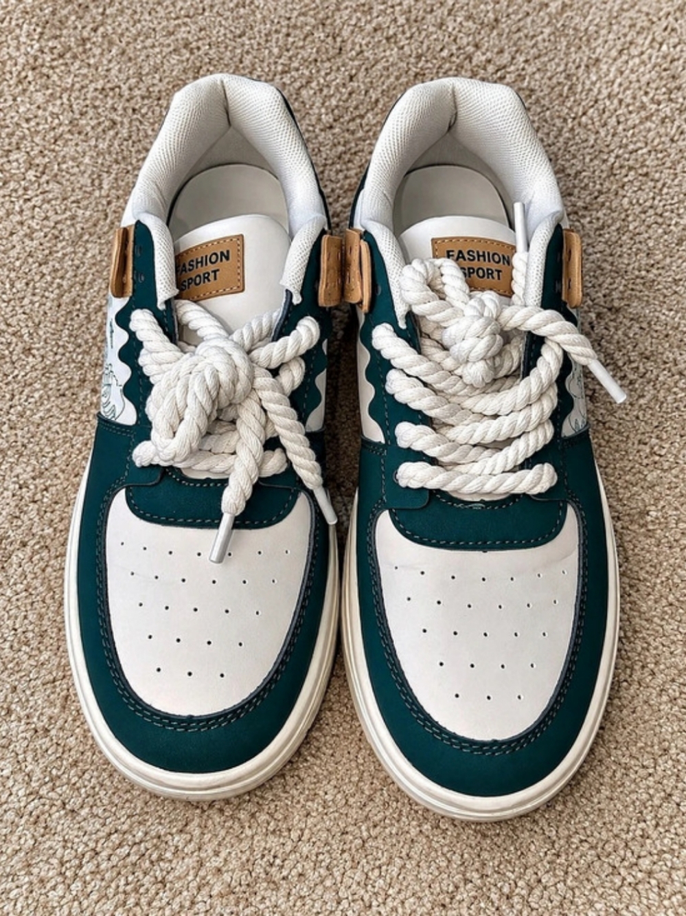 Green & White Sneakers Like New